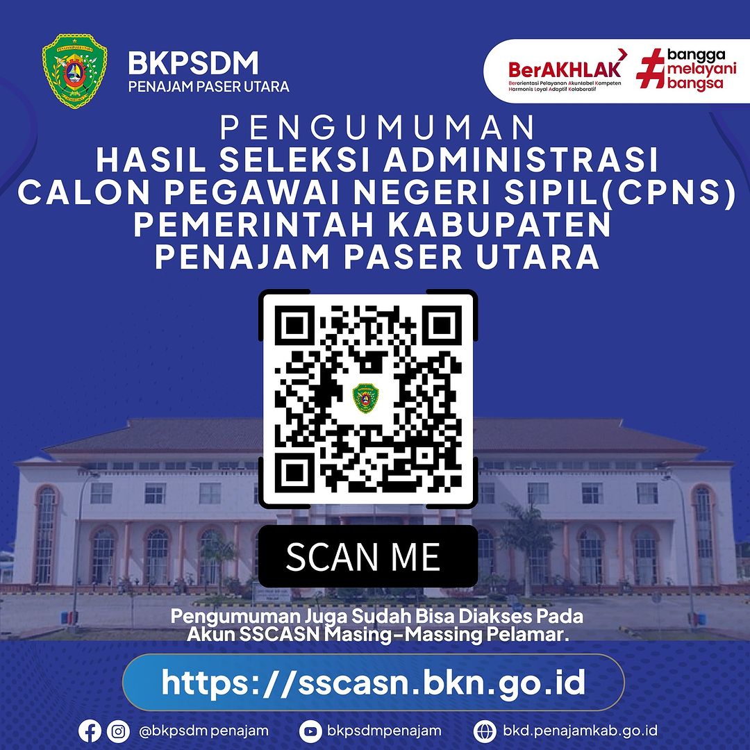 Hasil Seleksi Administrasi Penerimaan CPNS di Lingkungan Pemerintah Kabupaten Penajam Paser Utara TA.2024